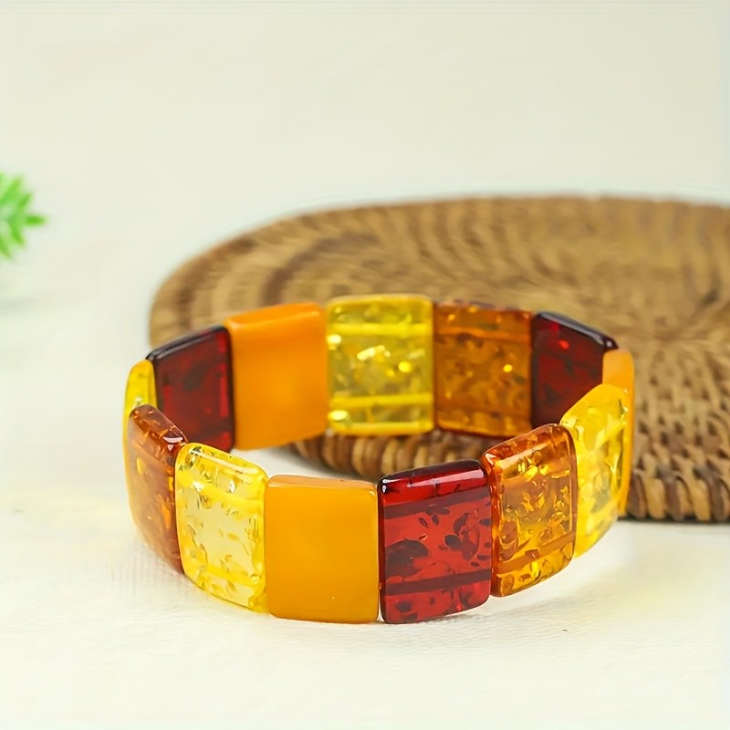 Vòng tay hổ phách sáp ong phong cách bohemian tự nhiên, trang sức unisex, món quà hoàn hảo