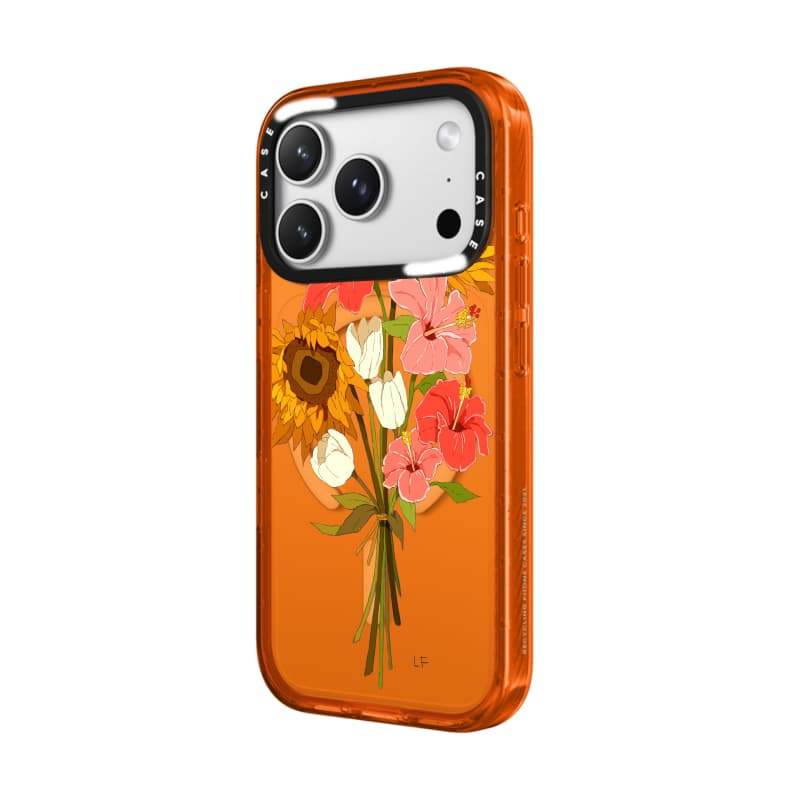 CASECASE X Hoa Hướng Dương Cam Trong Suốt Cứng Hút Từ Tính Tác Động Dành Cho Apple IPhone 12 13 14 15 16 17 Pro Max Air Plus Có Hộp