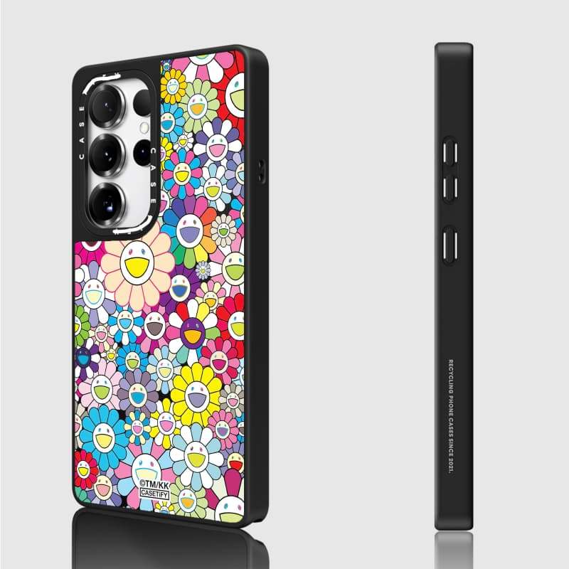 Ốp lưng CASECASE X FLOWERS (RAINDOW) Vỏ hút từ tính gương đen mờ cho Samsung Galaxy S23 S24 S25 Ultra Plus Mặt sau cứng có hộp khắc logo