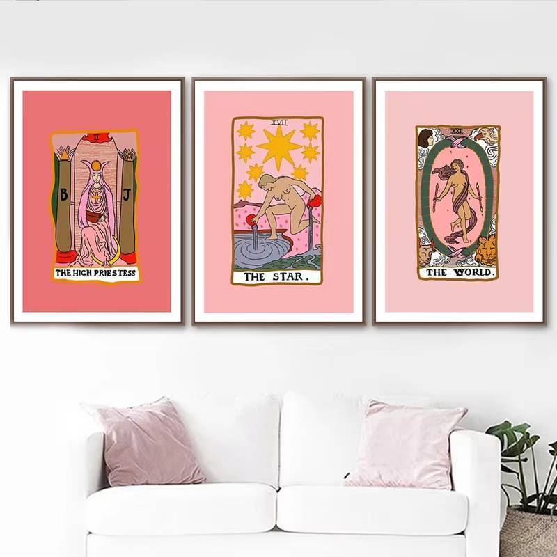 Bắc Âu trừu tượng phong cách Người yêu Tarot tường nghệ thuật hình ảnh canvas tranh Nữ hoàng Linh mục áp phích in hình phòng khách trang trí nhà