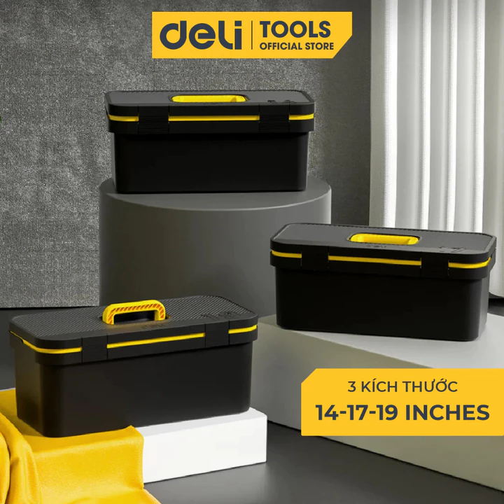 Hộp Đựng Dụng Cụ Deli Cao Cấp - Thiết Kế Tinh Tế, Chia Ngăn Tiện Dụng Chịu Tải Lớn - Hộp Đựng Đồ Nghề Đồ Dùng Gia Đình