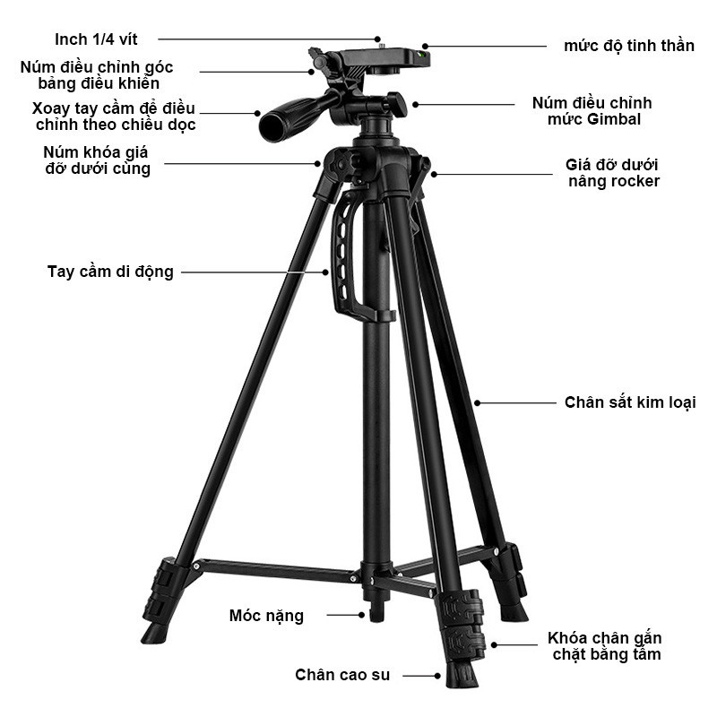 Tripod 3 Chân 360° Cho Điện Thoại, Quay Video Ổn Định, Gấp Gọn Dễ Mang Theo, Giá Đỡ Tripod Du Lịch