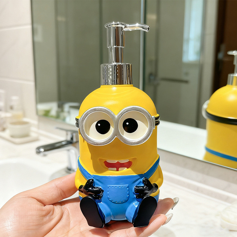 ST2 Minions Hoạt Hình Bồn Cầu Giặt Chất Giặt Sữa Tắm Dầu gội Pha Chế Chai Báo Chí TS2