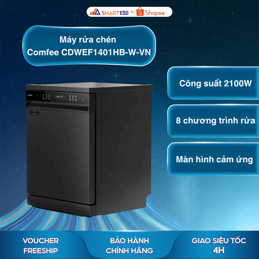 [Shopee Lắp đặt 0Đ HCM/HN] Máy rửa chén Comfee CDWEF1401HB-W-VN - 14 bộ - Bảo hành chính hãng 24 tháng