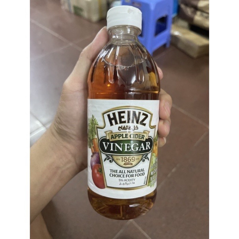 Giấm Táo Heinz Chai 473ml Chai Nhựa Dùng Chế Biến Món Ăn, Thêm Hương Vị Tốt Cho Sức Khỏe