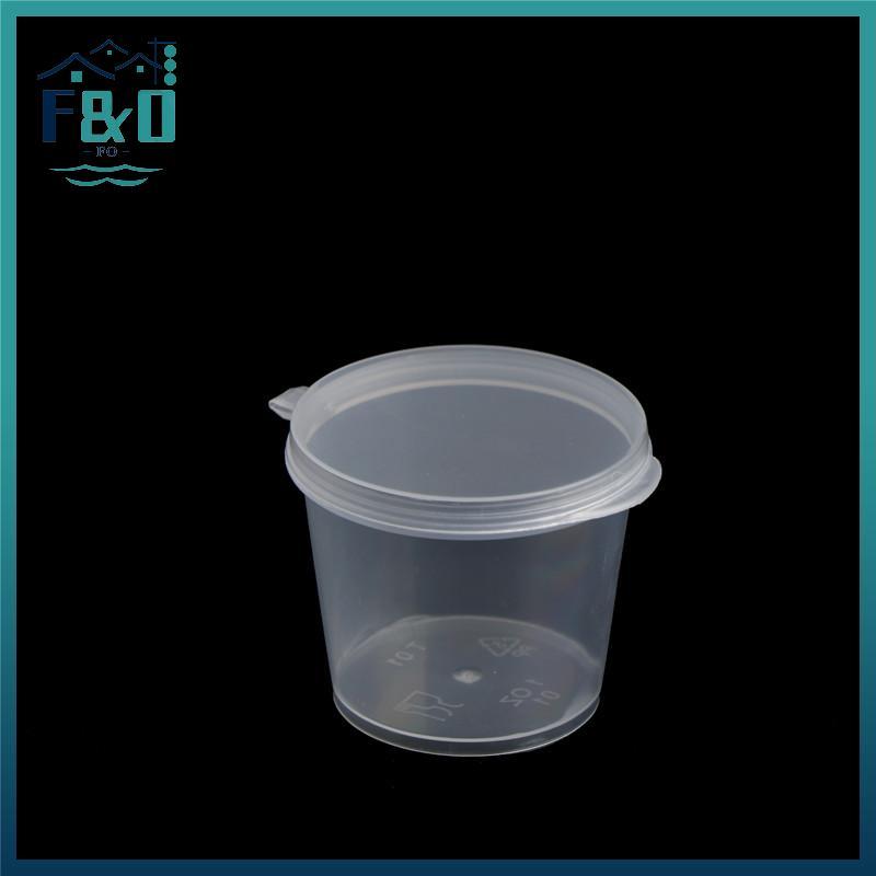 [Fast delivery] 100 Chiếc Cốc Nước Sốt Dùng Một Lần Bằng Nhựa Nhỏ Bảo Quản Thực Phẩm Hộp & Nắp Gói Trong Suốt {vn}