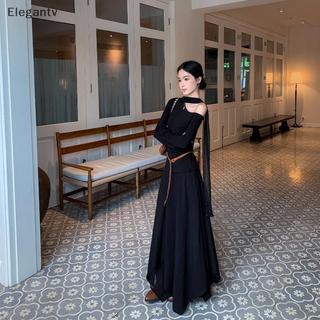 EGN Áo thun dài tay hở vai kiểu Pháp dành cho nữ N
