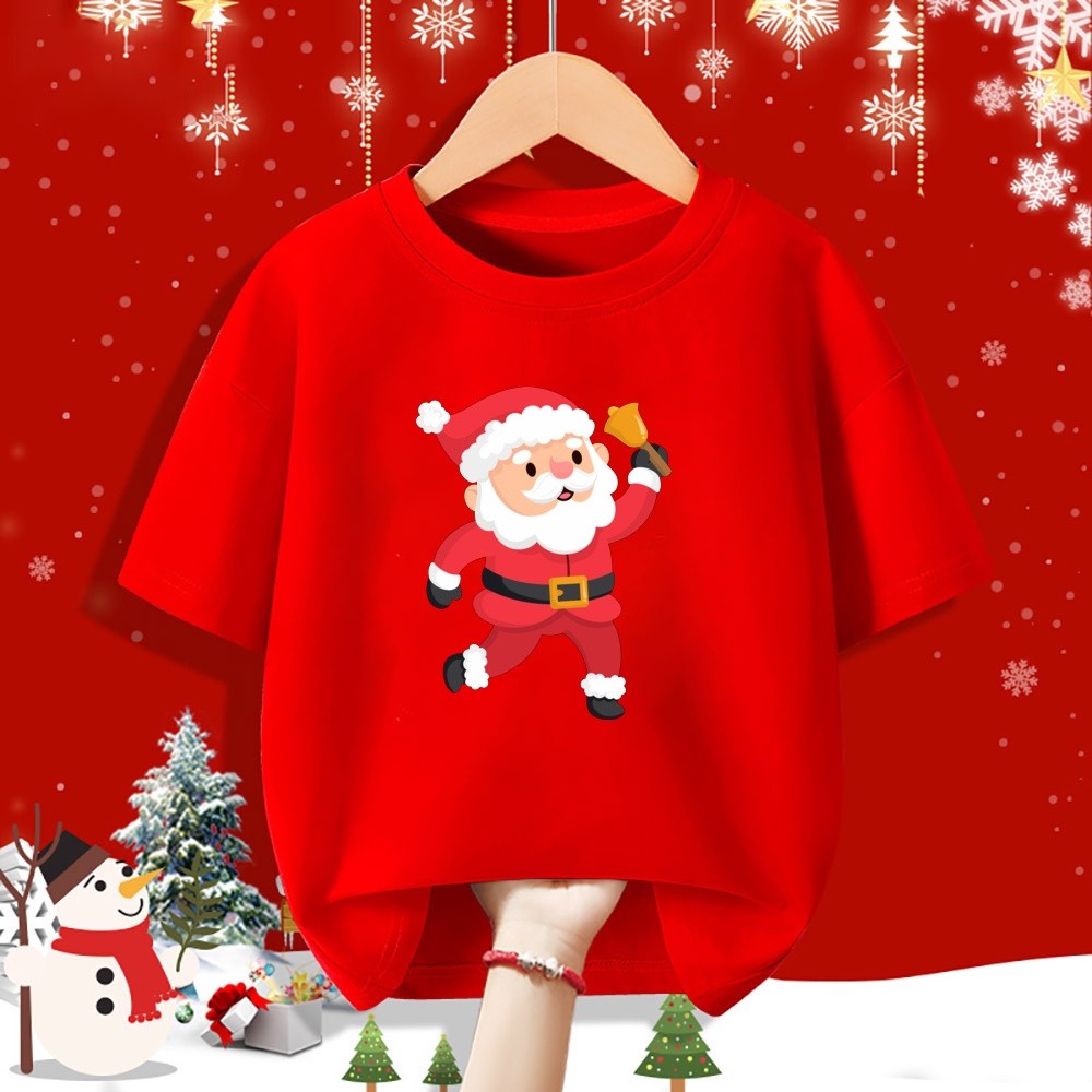 Trẻ Em Giáng Sinh Người Tuyết Và Ông Già Noel In Hình Áo Thun Dễ Thương Lễ Hội Tay Ngắn Ngày Lễ Quà Tặng Top