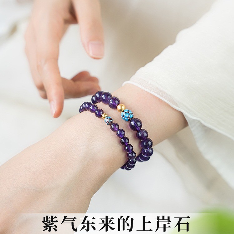 Vòng tay thạch anh tím tinh tế tự nhiên dành cho nữ
