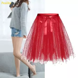Pealike Nữ Khiêu Vũ Váy Tulle Người Lớn Xếp Ly Váy Tutu Một Dòng Chiều Dài Đầu Gối