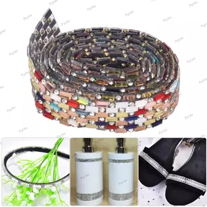 PYCOU 1 Ruy Băng Kim Cương Giả, Viền Kim Cương Giả Kính Rộng 7 Hàng 1.9cm, Phụ Kiện Nhiều Màu Hotfix Kim Cương Giả Dải Cho DIY Nghệ Thuật Thủ Công