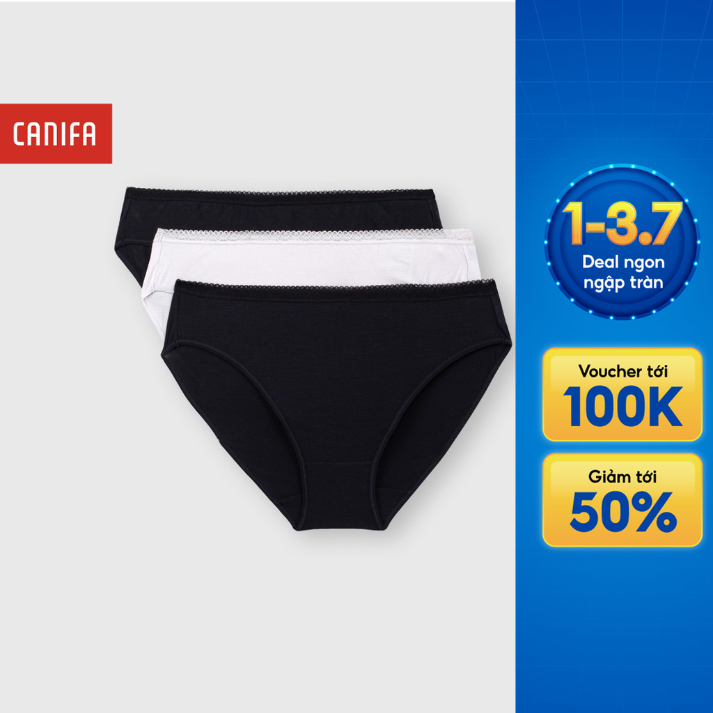Combo 3 quần lót nữ CANIFA viền ren chất liệu mềm mại 6US25A004