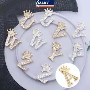 MAKY Vương Miện Thời Trang 26 Chữ Cái Ban Đầu A Đến Z Pha Lê Kim Cương Giả Thổ Cẩm Chân Cho Nữ Váy Cưới Ve Áo Cổ Pin Trang Sức VN