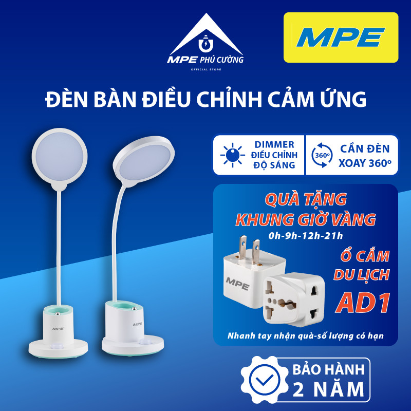 (CHÍNH HÃNG) MPE - Đèn bàn đa năng 15W điều chỉnh cảm ứng ánh sáng tự nhiên xoay 360 tiêu chuẩn Châu Âu