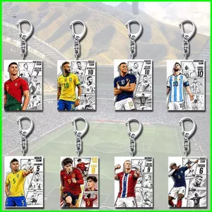 HT3 2026 Trận đấu bóng đá Erling Haaland Acrylic Móc khóa Kylian Mbappe Mặt dây chuyền cho ba lô Túi & Chìa khóa TH3