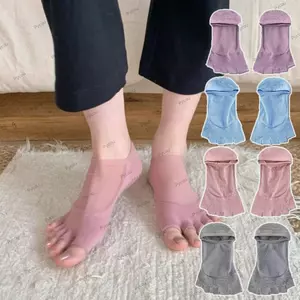 Tất hở ngón chân PYCOU, Tất chống trượt Polyester Grip Tất, Đế thun chống trượt chất lượng cao Lưới thoáng khí Tất tập Yoga Khiêu vũ