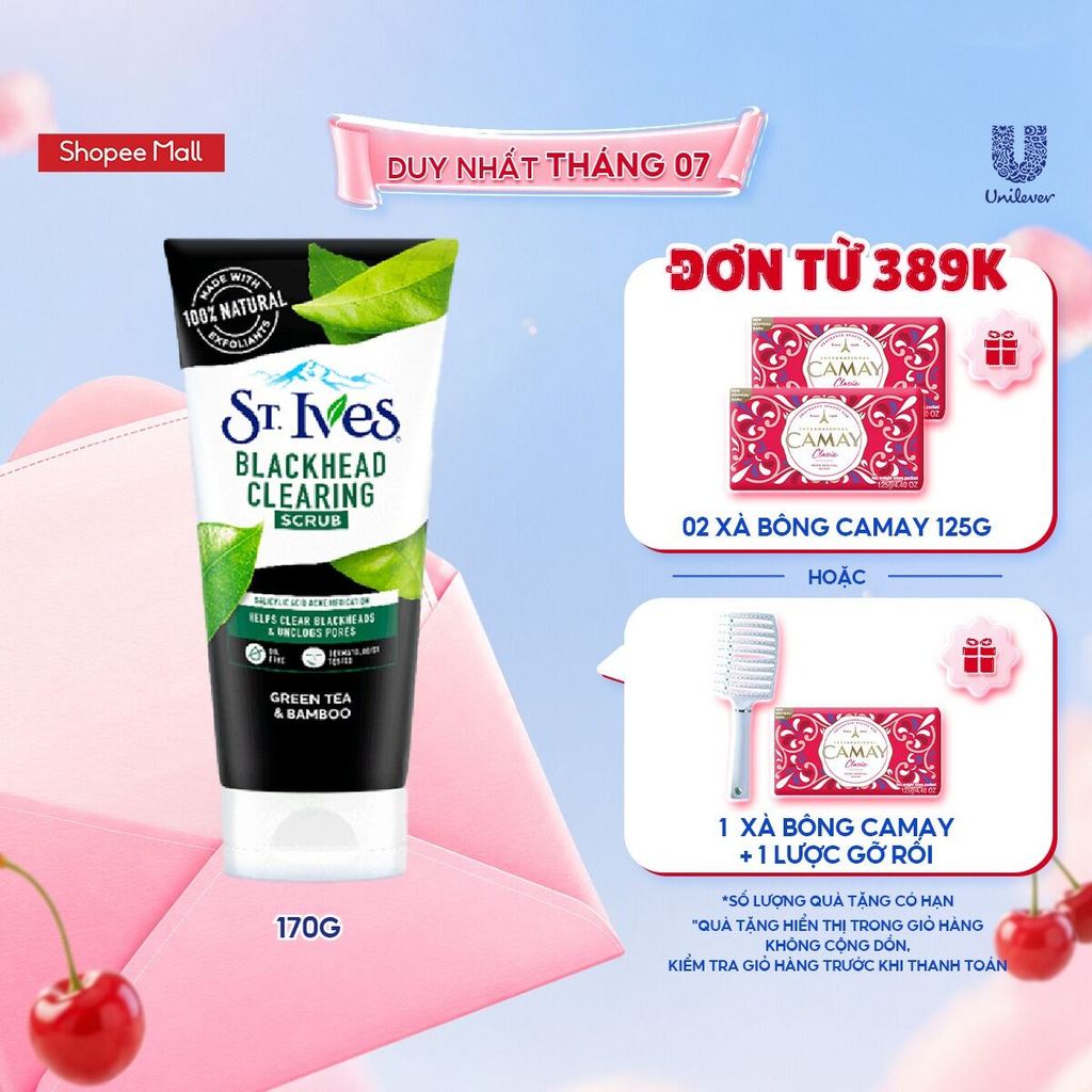 Sữa rửa mặt tẩy tế bào chết ngừa mụn St.ives Trà Xanh 170g