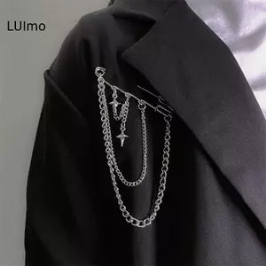 LUImo Dây Xích Kim Loại Ngôi Sao Mặt Dây Chuyền Thổ Cẩm Cho Nữ Phù Hợp Với Trang Trí sel Dây Xích Kim Loại Pin Vải Trang Sức Phụ Kiện Thời Trang Chân SBS