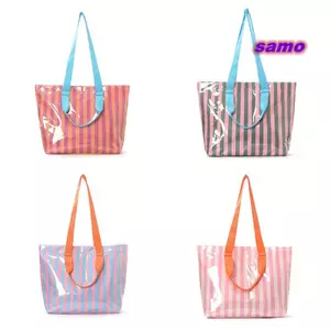 Túi Tote SAMO, Túi Đi Biển Dây Đeo Dài PVC, Tay Cầm Sọc Chống Thấm Nước Top Sọc Ví Đeo Vai Sử Dụng Bể Bơi