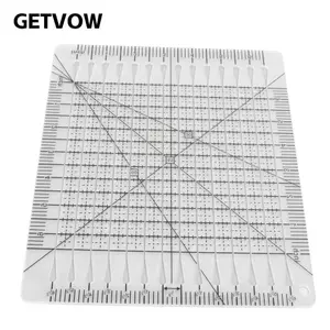 Thước chắp vá GETVOW, Thước đo chính xác Đường lưới màu đen có rãnh, Thước cắt vải Acrylic trong suốt bền