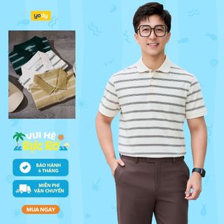 Áo thun polo nam họa tiết kẻ YODY phom regular rộng rãi, thoáng mát MCPO26A042
