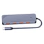 Exhila USB A và C Host Hub USB 3 2 10Gbps Bộ chia dữ liệu 4 chiều Vỏ kim loại màu xám và cáp vải cho khu vực bàn làm việc văn phòng