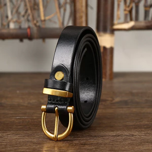 Thắt lưng mỏng da thật nữ 30516|Thắt lưng da bò dày lớp 1 1,8cm chiều rộng 4mm|Khóa móng ngựa phù hợp thông thường kiểu cổ điển|Phiên bản Hàn Quốc Hợp Thời Trang Hợp Kim Kẽm Khóa Pin Thắt Lưng Nữ