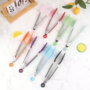 1 Kẹp Thực Phẩm Bằng Thép Không Gỉ 7 Inch Nướng BBQ Bít Tết Kẹp Thực Phẩm Tay Cầm Chống Trơn Trượt Bánh Mì Tông Đảng Phụ Kiện Nấu Ăn Nhà Bếp