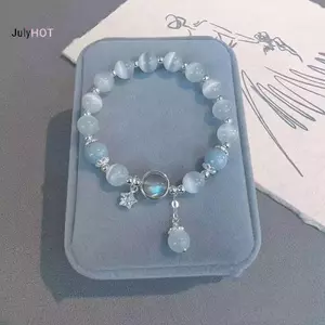JULYHOT Mắt Mèo Opal Pha Lê Xanh Kho Báu Ngôi Sao Ánh Trăng Vòng Tay Nữ Trang Sức Dự Tiệc Phụ Kiện Massivedeals