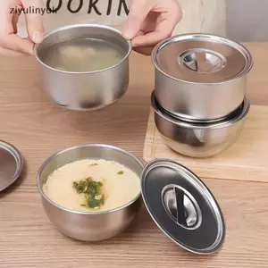 Ziyulinyuk 304 Bát trứng hấp bằng thép không gỉ có nắp đậy Bộ đồ ăn nhà bếp Salad trái cây Món tráng miệng Bát súp Hộp đựng thực phẩm Mì gạo Bát VN
