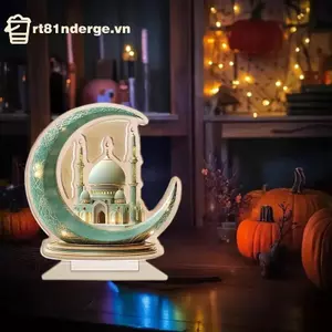 GE 2D Acrylic Lưỡi Liềm Lâu Đài Trang Trí Lễ Hội Ramadan Trang Trí Eid Al-Fitr Mubarak Hồi Giáo Bàn Ký Nhà Tiệc Sự Kiện Trang Trí VN