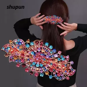 Kẹp tóc nữ SHUPUN, Kẹp mùa xuân hoa đính đá lớn, Kẹp tóc mặt sau thanh lịch thời trang Phụ nữ trưởng thành