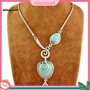 MIC _ Women Vintage Charm Trái Tim Yếm Cổ Mặt Dây Chuyền Ngọc Trai Vòng Cổ Phụ Kiện Trang Sức