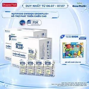 Combo 2 Thùng 24 Hộp Sữa Bột Pha Sẵn Nutifood Sweden GrowPLUS+ Cao lớn vượt trội hộp 110 ml