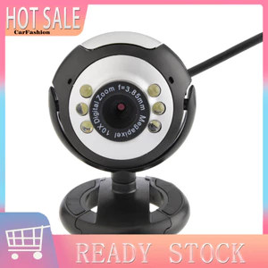 < CarFashion > Webcam USB Độ Trong Suốt Cao 120MP 6 Đèn Ngủ LED Web Camera Tích Hợp Mic Cho PC Laptop