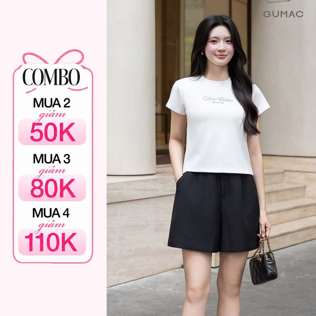 Quần Short Nữ GUMAC Form Rộng Xếp Li Lưng Liền Có Túi Xéo Chất Cotton Silk 1 Lớp Thoáng Mát QG03029