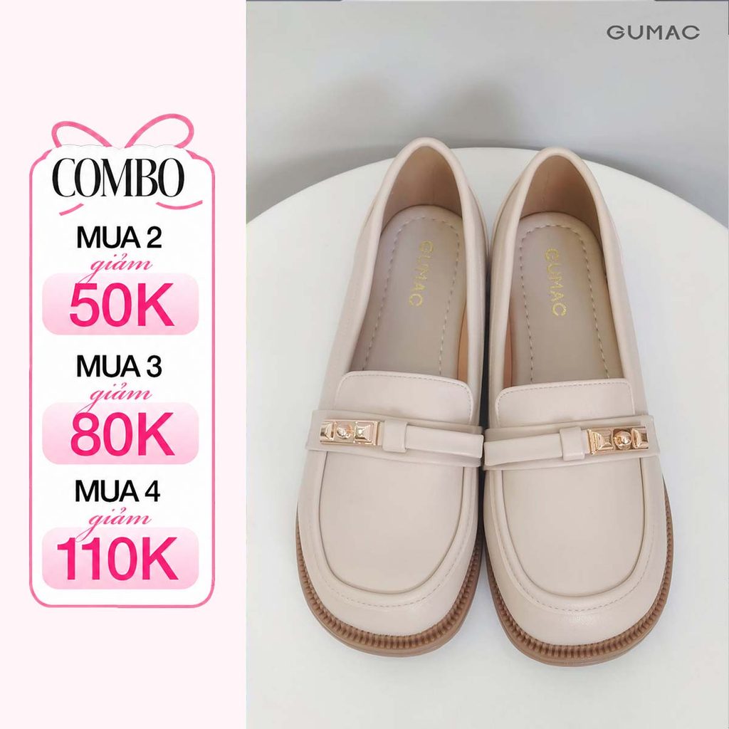 Giày Búp Bê GUMAC Phối Phụ Kiện Cơ Bản Êm Chân GF12006