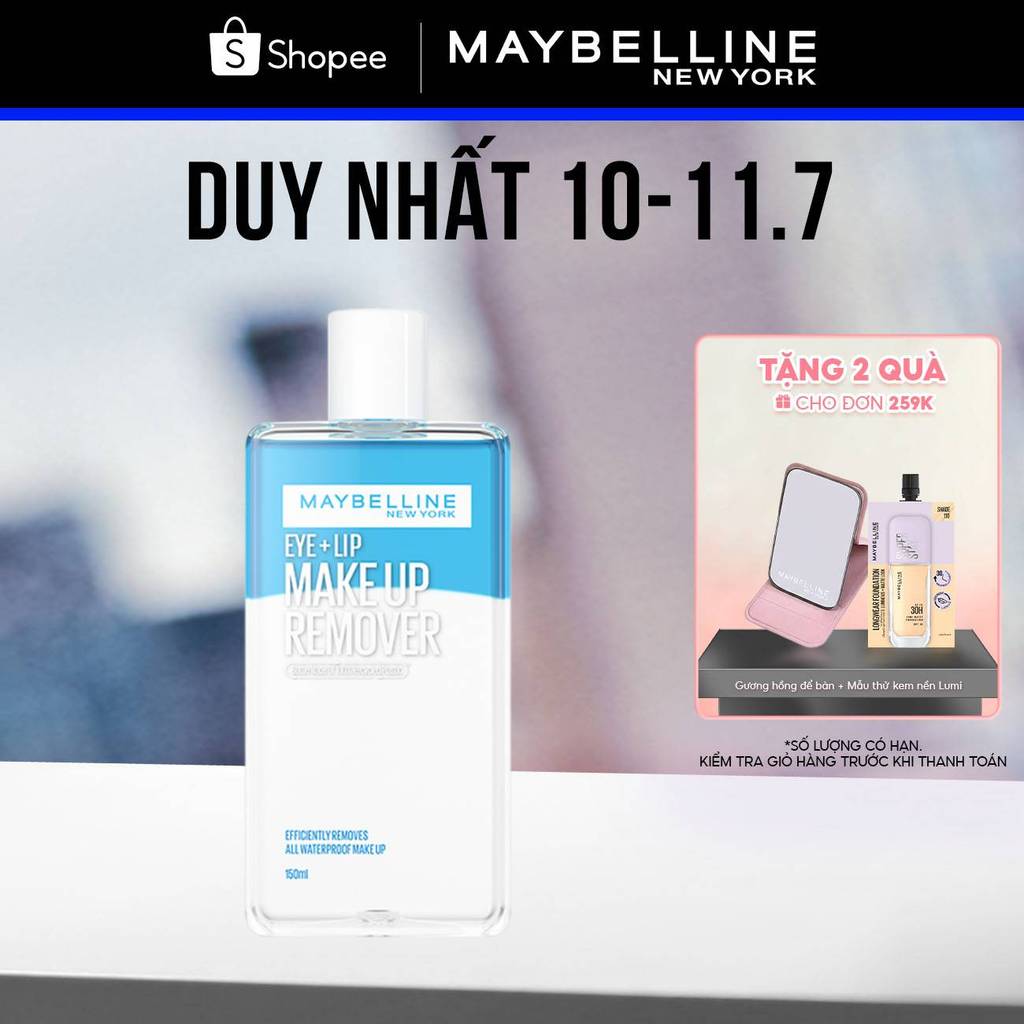 Nước tẩy trang mắt và môi Maybelline New York Eye & Lip Makeup Remover 150ml