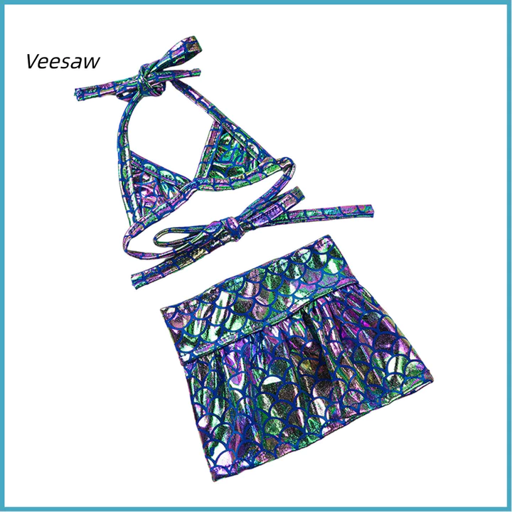 Veesaw- Bikini thú cưng thời trang Trang phục mèo thoải mái Váy bikini cho chó nàng tiên cá lấp lánh Bộ đồ bơi quy mô sáng bóng Trang phục đi biển mùa hè cho chó mèo vừa và mèo – Bờ biển dễ thương
