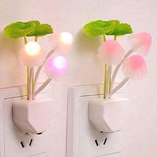 ( TẶNG SET 10 KHẨU TRANG) Đèn Ngủ Cắm Điện Mini Nấm Sen, Cảm Ứng Ánh Sáng Tự Động Ánh Sáng Dịu MEILI STORE