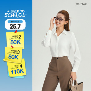 [NHẬP AFFDOG GIẢM 79K] Áo Sơ Mi Nữ Tay Dài GUMAC Áo Kiểu Công Sở Lụa Trơn Basic Cơ Bản Nẹp Đôi Giấu Nút BAE00003