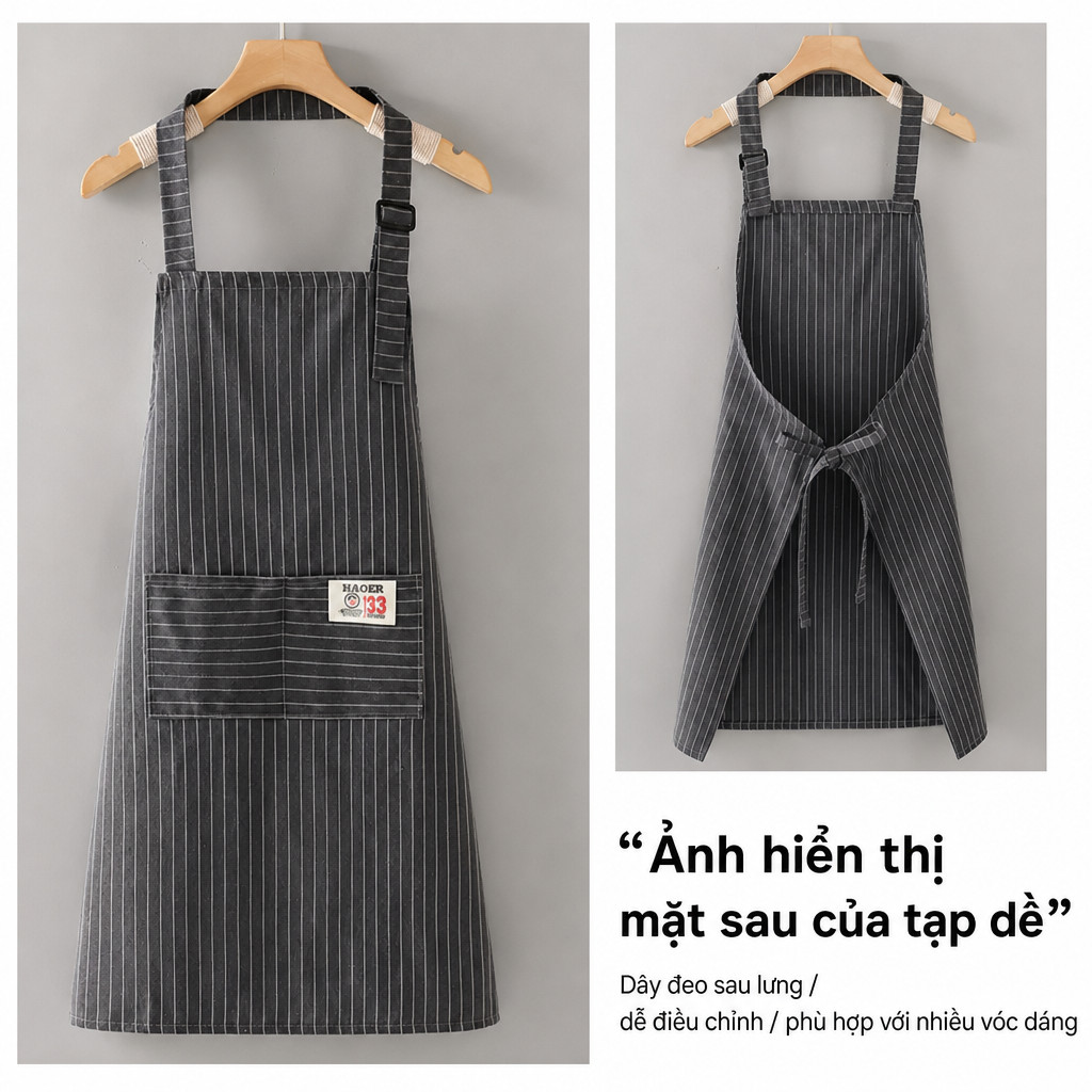 Tạp dề cotton nguyên chất mới 2026, nhẹ thoáng khí, unisex, có băng thắt lưng chống dầu, dùng nấu ăn và làm bếp