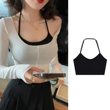 áo tập áo bra nâng ngực Áo lót dây đeo cổ, giúp lớn trông nhỏ hơn, áo hai dây có đệm ngực, áo ngực màu đen tôn dáng lưng đẹp, áo quây mỏng mặc ngoài cho nữ mùa hè