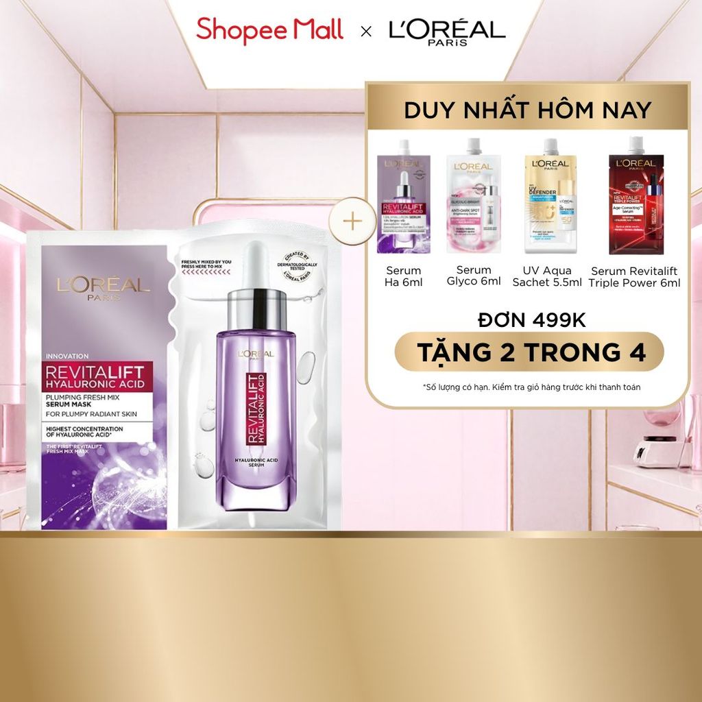 Mặt nạ kết hợp serum căng mịn Revitalift Fresh Mix Plumping Serum L'Oreal Paris 33g