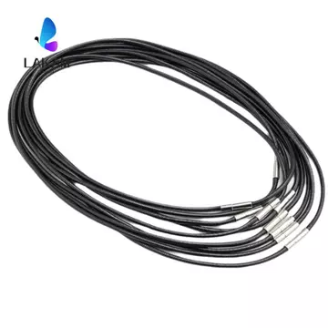 Vòng cổ dây bện LAKAM, Vòng cổ dây da mặt dây chuyền DIY màu đen, có khóa 45cm Dây chuyền dây chống nước Dây chuyền dây chuyền nam nữ