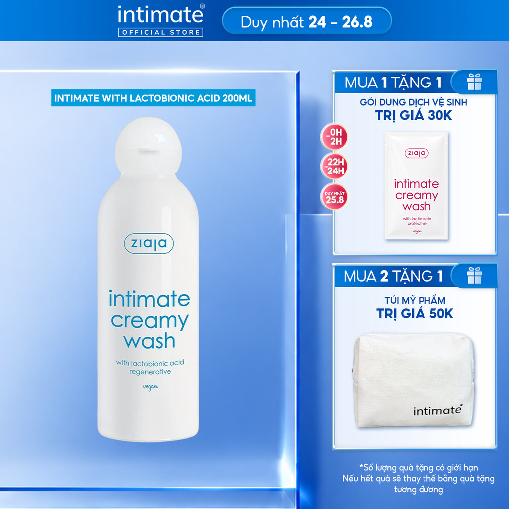 Dung Dịch Vệ Sinh Phụ Nữ Ziaja Intimate With Lactobionic Acid ZIAJA Giúp Khử Mùi, Dưỡng Ẩm, Tăng Đàn Hồi Cho Da 200ml