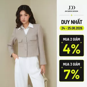 Áo khoác tweed cổ V 2 túi ốp có nắp 5T06.2411TW thiết kế bởi JM Dress Design