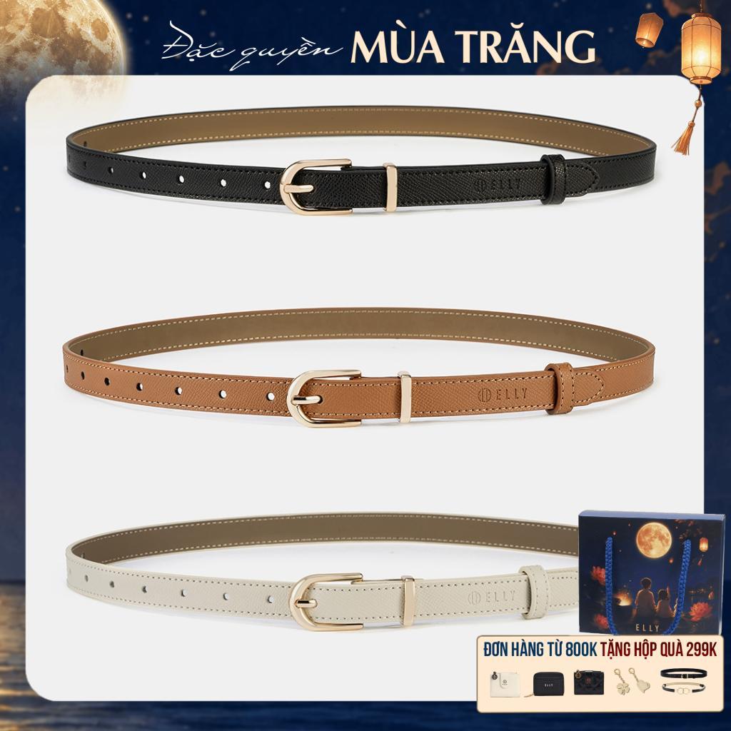 Dây lưng nữ ELLY ED79 thắt lưng da thật cao cấp khóa xỏ kim thanh lịch thời trang