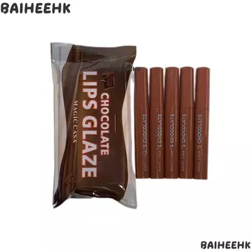 BAIHEIH 5 Cái / bộ Chocolate Lip Glaze Set, Velvet Soft Matte Lipstick, Lip Stain Lip Gloss Beauty Makeup Tools Rich Cream Liquid Lip Tint Makeup