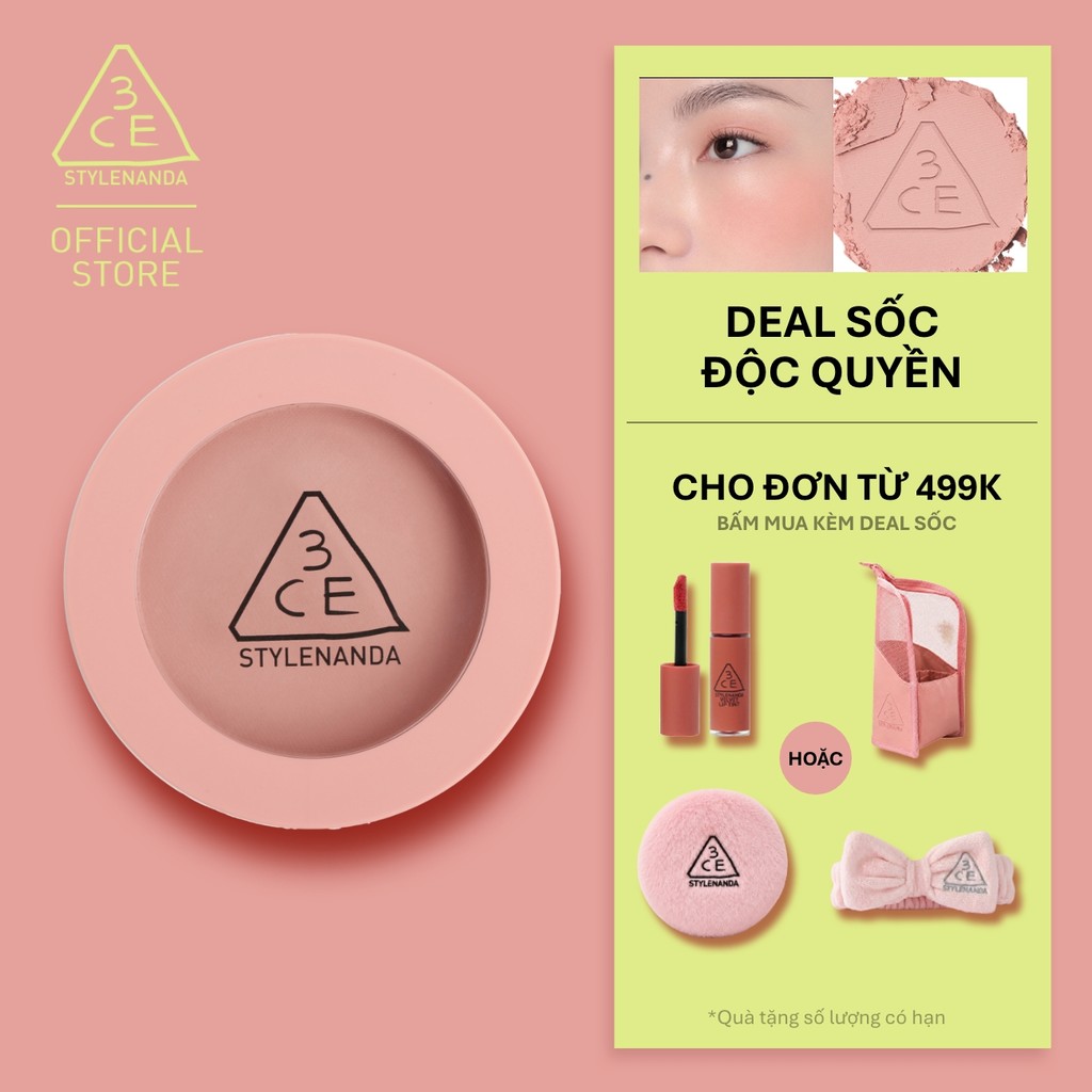 Phấn Má Hồng 3CE Face Blush Chuẩn Màu, Mịn Lì, Tươi Tắn Nhẹ Nhàng Đầy Tự Nhiên, Chuẩn Màu Tệp Lên Da